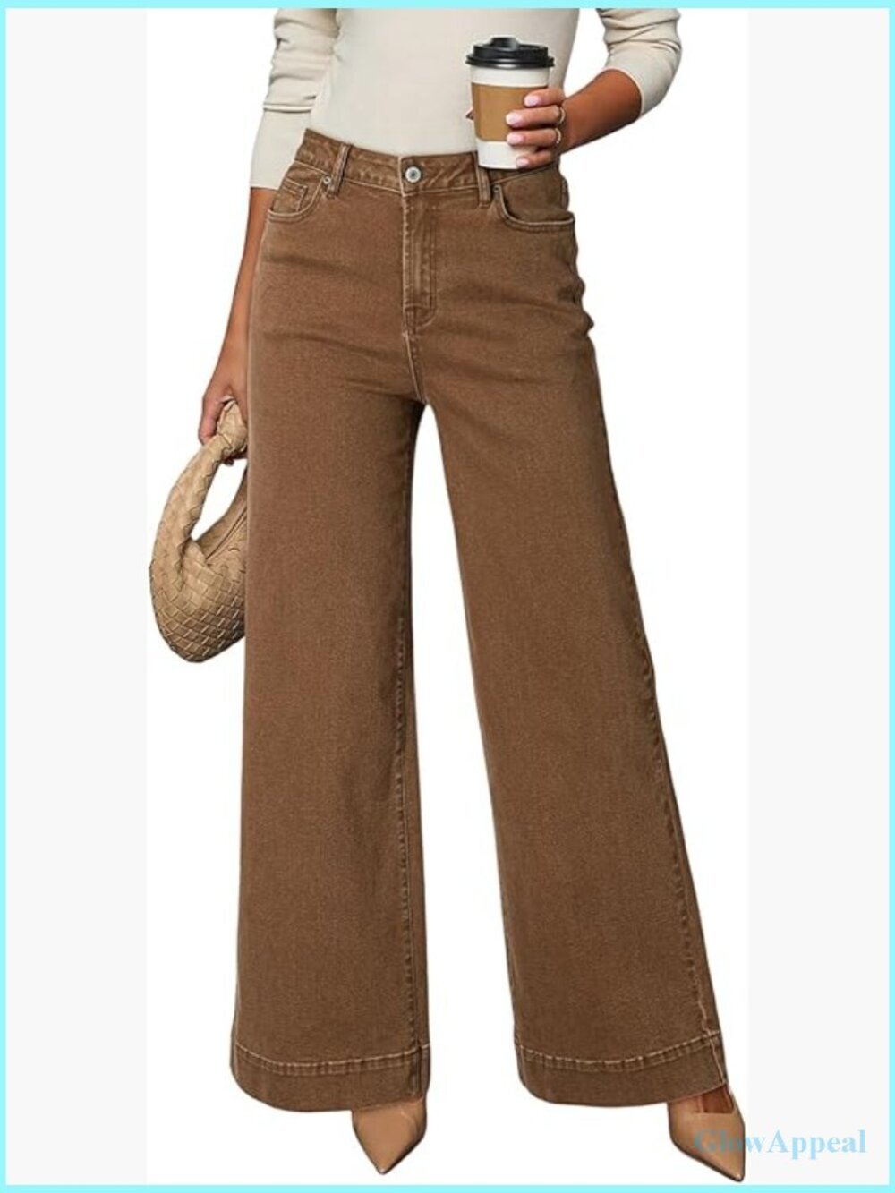 High Waisted Wide Leg Stretch Jeans with Pockets